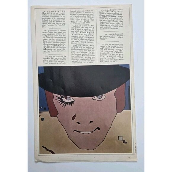 Vtg Orange Times Stanley Kubrick’s Clockwork Orange Promotional Newspaper - Picture 3 of 3